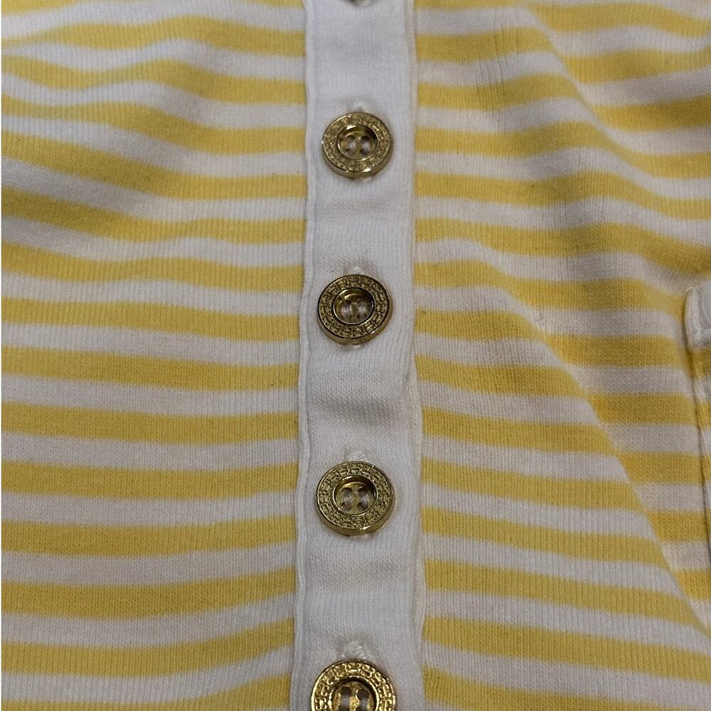 Chico's Women Sz Large Costal Button Front Boat Neck Detail Stripped Cotton Top - Picture 7 of 9